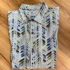 Tommy Bahama Silk Blend Short Sleeve Button Up Shirt Blue Size XXL